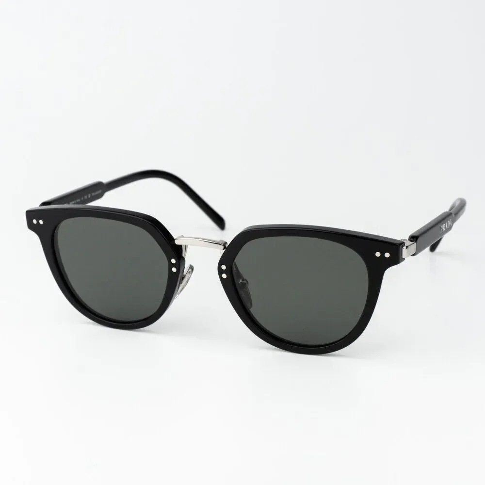 Prada Women Sunglasses Black Green Polarized Oval PR17YS 1AB03R BRAND NEW